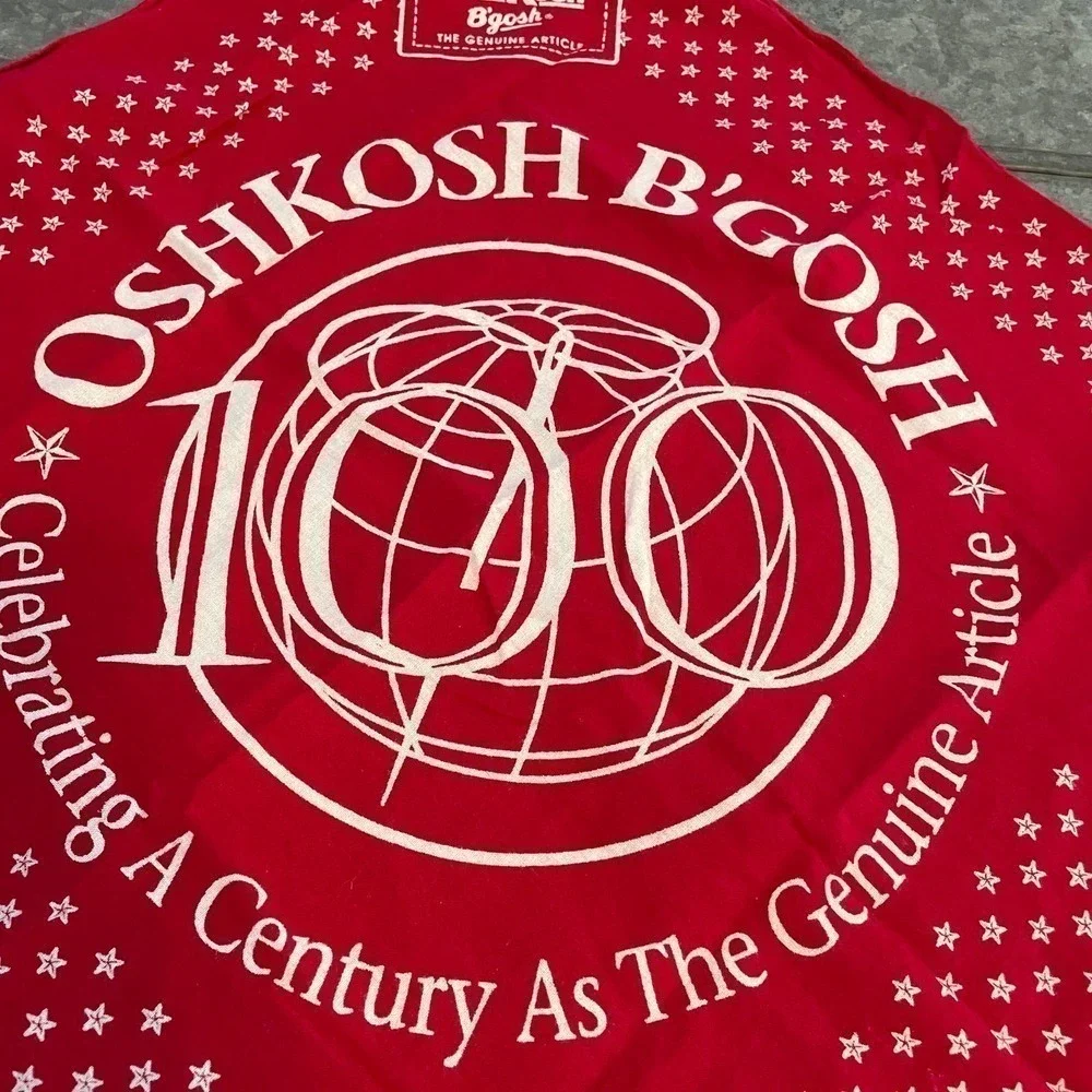 Vintage 90s OshKosh B’gosh 100 Years Handkerchief Bandana Scarf Cotton USA Red
